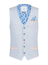 A Fish Named Fred, Blue Linen-Look Waistcoat