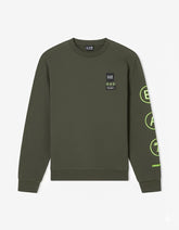 Emporio Armani, Logo Series Crew-Neck Olive Sweatshirt In French Terry Cotton
