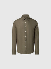 North Sails, Olive Linen Shirt With Embroidered Logo