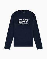 Emporio Armani, Visibility Long-Sleeved Navy T-shirt in Cotton Stretch Jersey