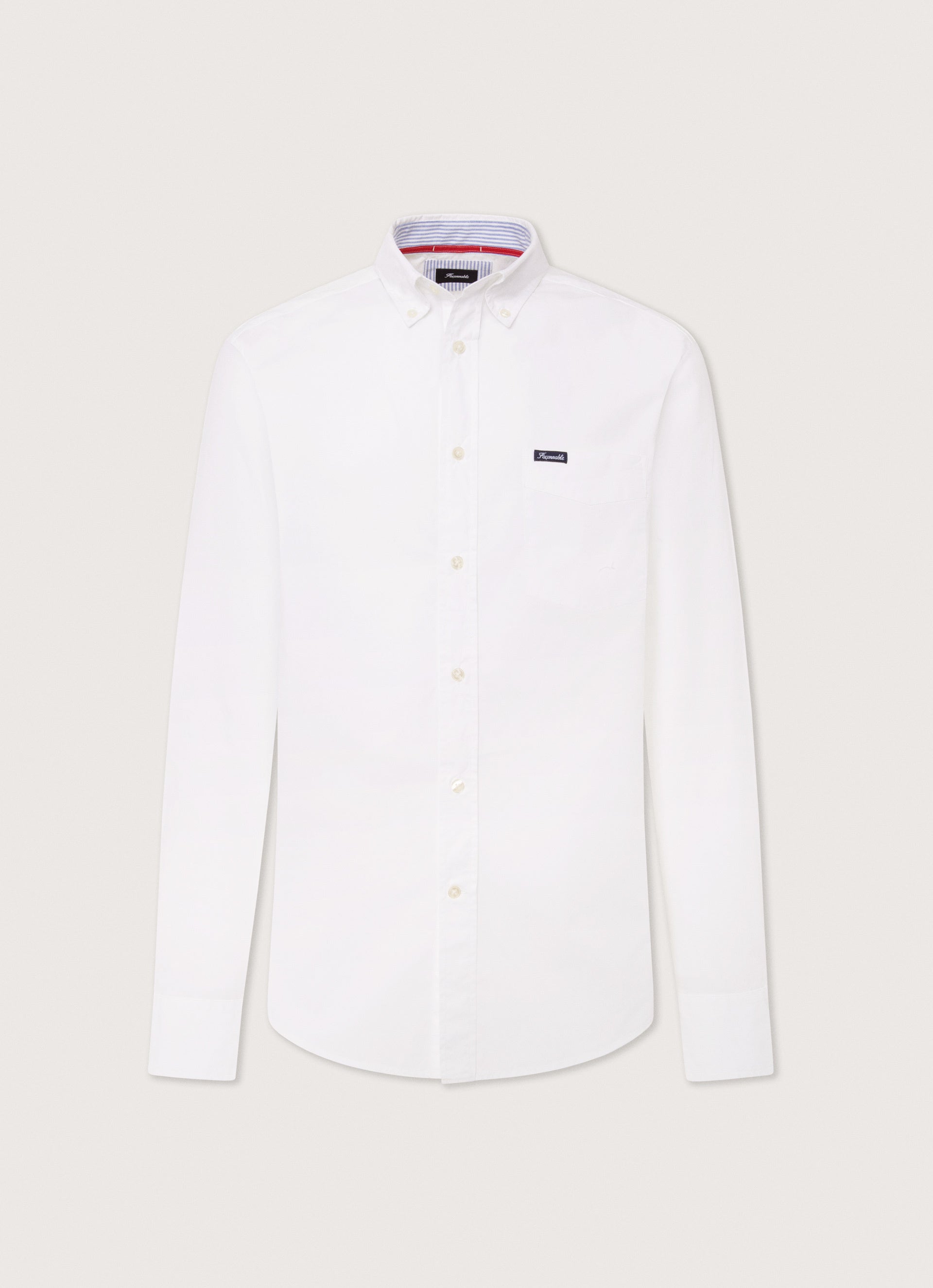 Façonnable - Regular Fit Chambray Patches Poplin Shirt - S - White Façonnable - Regular Fit Chambray Patches Poplin Shirt - S - White