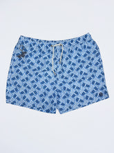 Gilbert Teckel, Blue Sea Turtle Print Swim Shorts