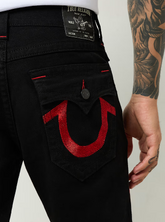 True Religion, Ricky Lurex Horseshoe Black/Red Straight Jeans