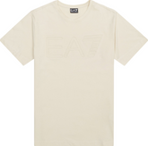Emporio Armani, Visibility Cotton Crew-Neck Oversized Beige T-Shirt