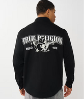True Religion, Black Arched Logo Cotton Twill Shirt