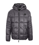 Plein Sport, Grey Quilted Jacket With 3G Black Emblem Logo