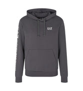 Emporio Armani, Logo Series Cotton Hooded Grey Sweatshirt