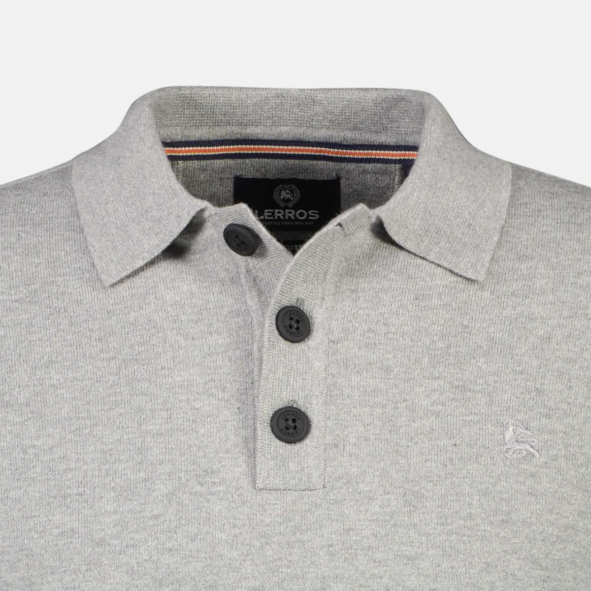 Lerros, Grey Flat-knit Poloshirt With Longsleeves – Naboulsi Distinction | Poloshirts