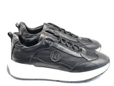 Bogner, Black Leather And Mesh Sporty Sneaker