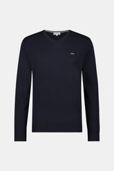 Mcgregor,Navy V-neck Mix Cotton adn Linen Sweater