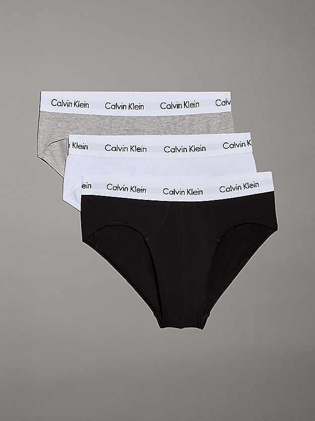 Calvin Klein, Cotton Stretch 3 Pack Hip Briefs Grey/White/Black