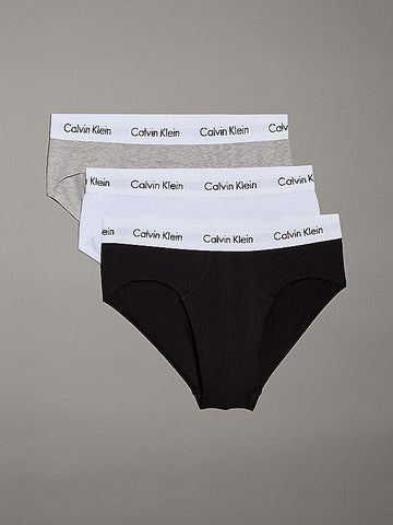 Calvin Klein, Cotton Stretch 3 Pack Hip Briefs Grey/White/Black