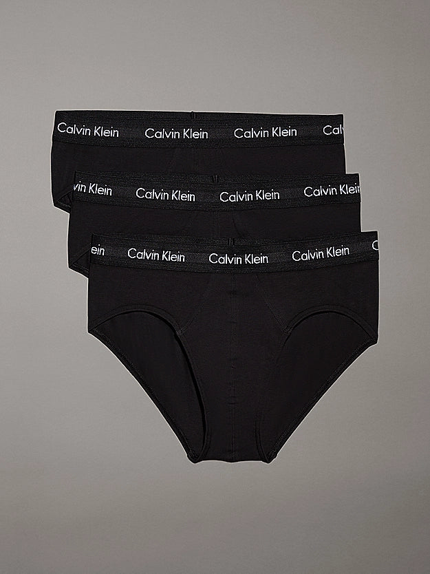 Calvin Klein, Cotton Stretch 3 Pack Hip Briefs Black/Black