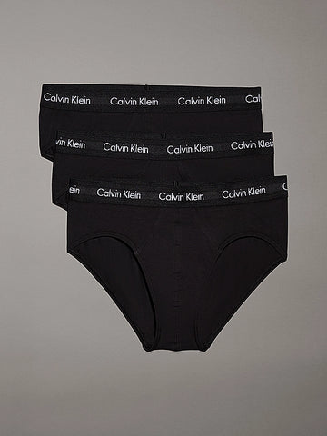 Calvin Klein, Cotton Stretch 3 Pack Hip Briefs Black/Black