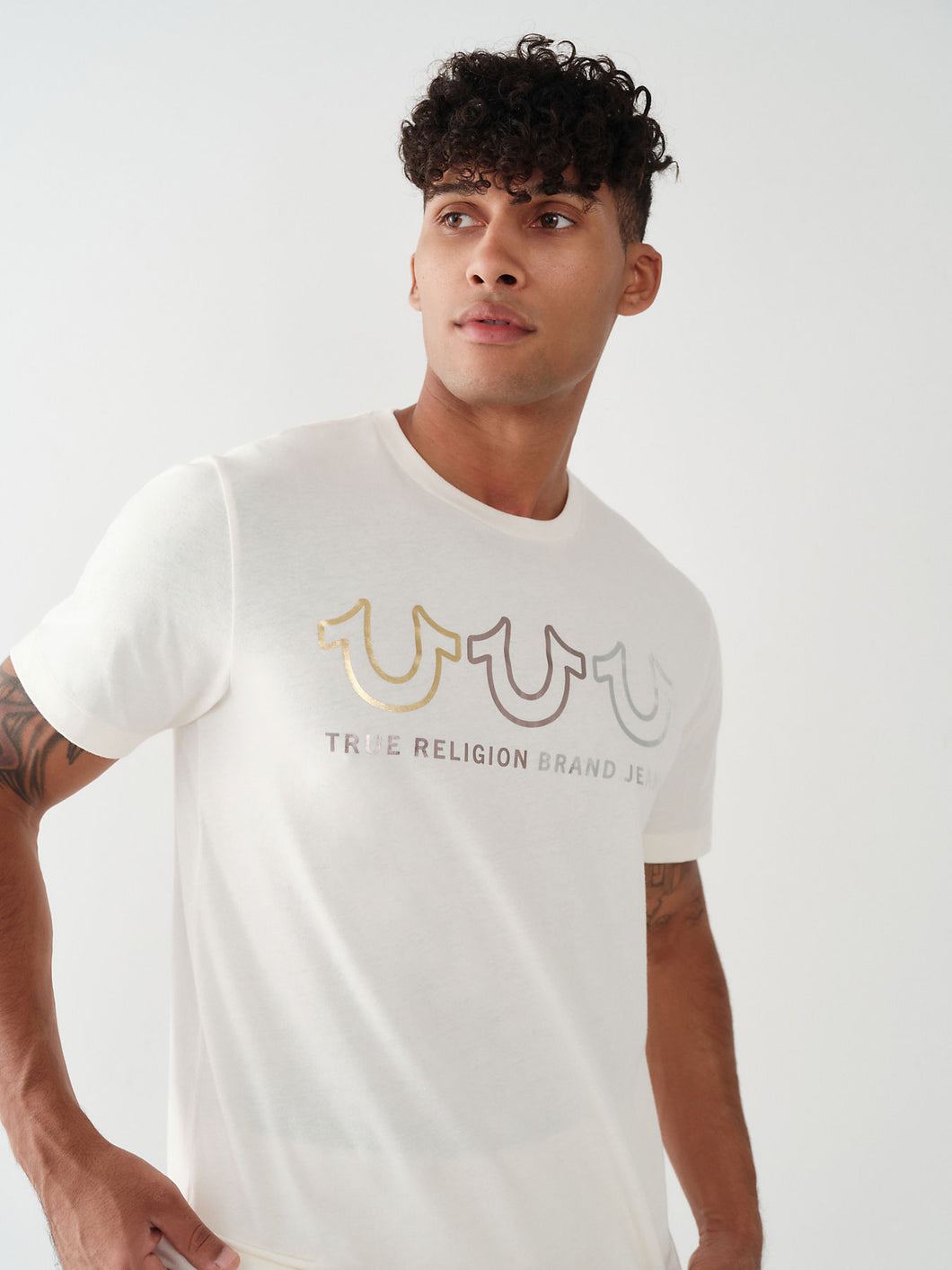 True Religion, Horseshoe Logo Off-White Tee