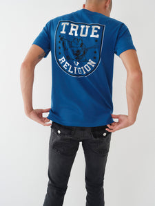 True Religion, Blue branded Buddha Graphic Across The Back T-Shirt