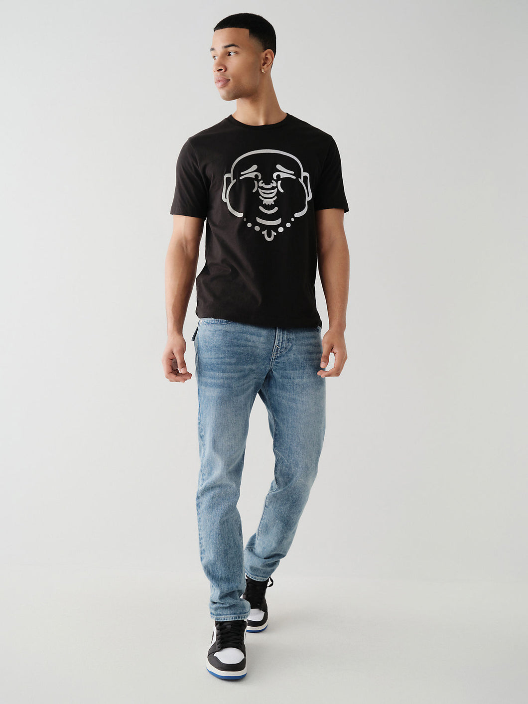 True Religion, Ombre Buddha Graphic Black T-Shirt