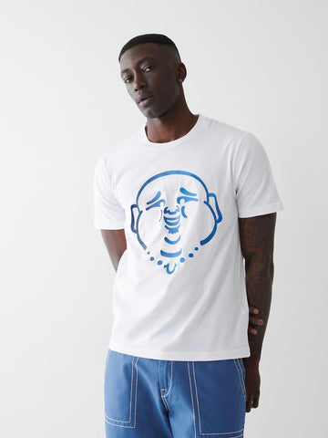 True Religion, Ombre Buddha Graphic White T-Shirt
