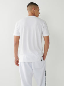True Religion, Logo Print Horseshoe Silhouette White T-Shirt