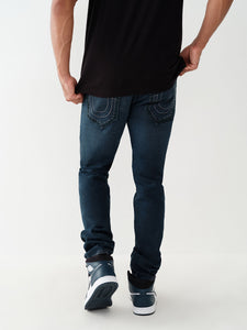 True Religion, Rocco  Mega Big T Skinny  Dark Jeans With Green Logo