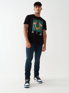True Religion, Rocco  Mega Big T Skinny  Dark Jeans With Green Logo