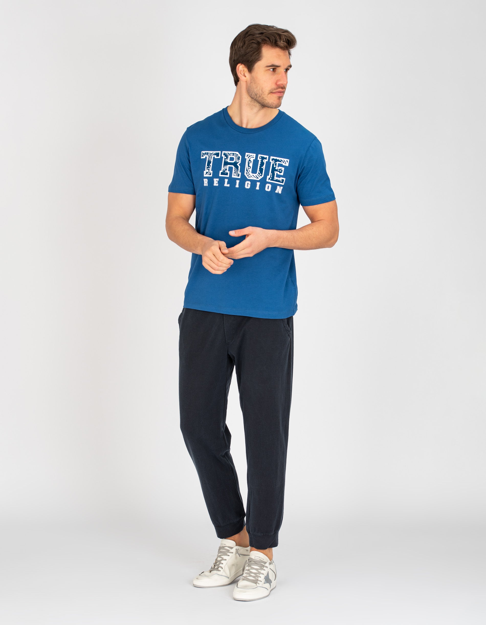 True Religion, Paisley Flocked Logo Tee