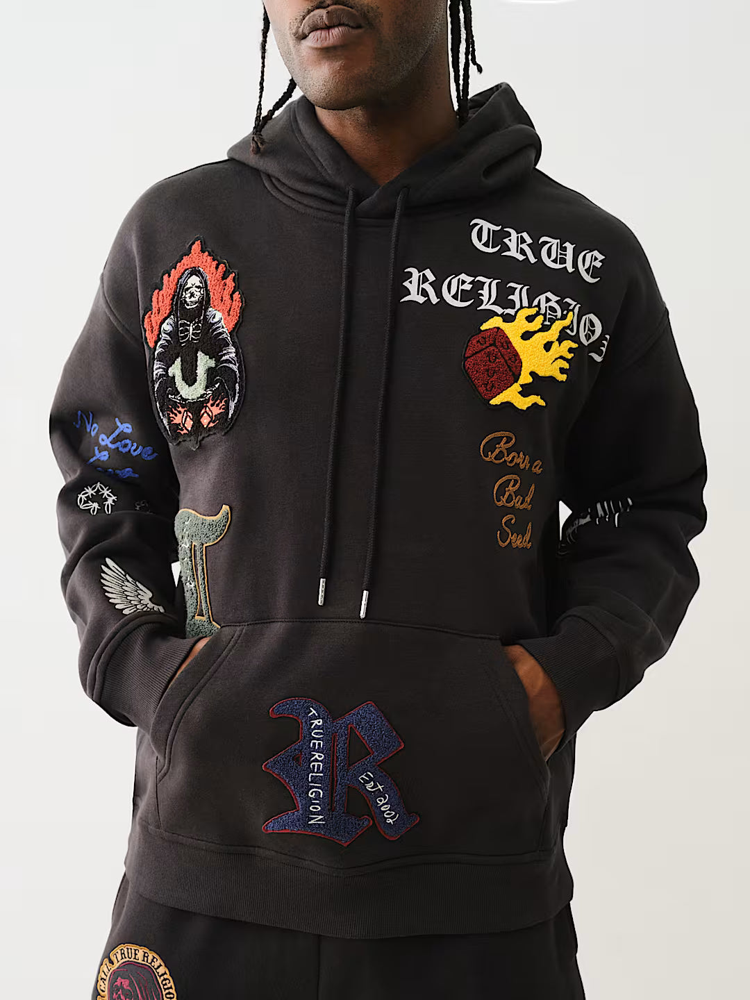 True Religion, Logo Patch Embroidery Hoodie