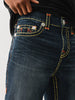 True Religion, Rocco Navy Jeans with Color Super T Stitched