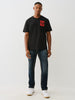 True Religion, Rocco Navy Jeans with Color Super T Stitched