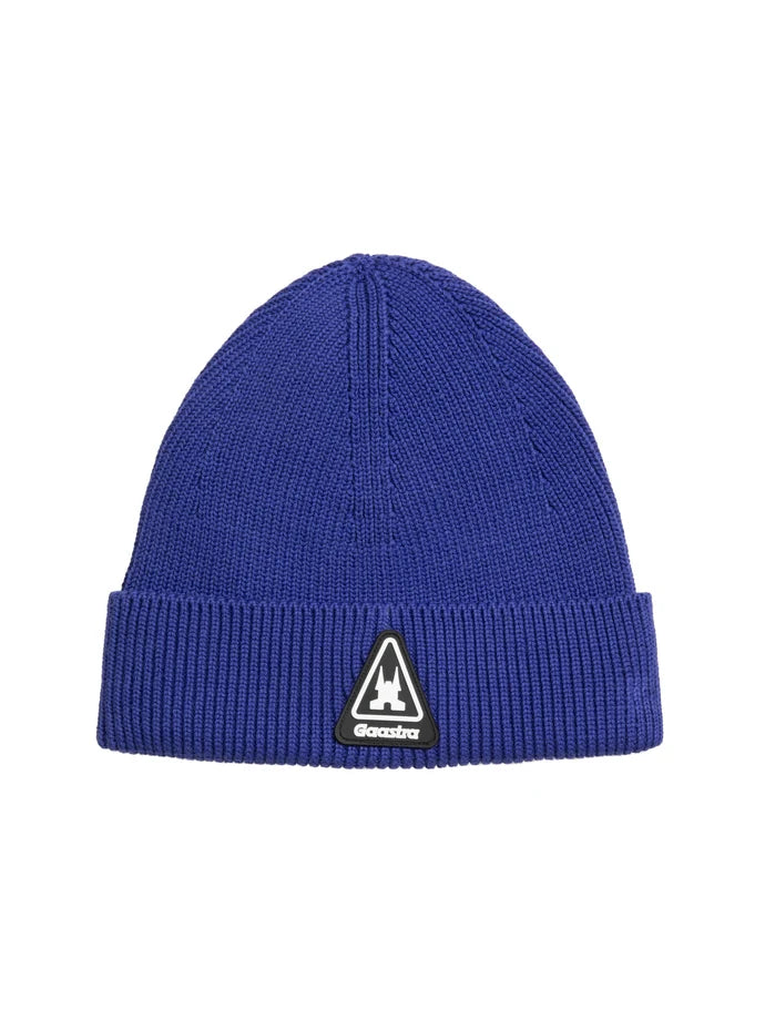 Gaastra, Blue Marine Ribbed Knit Beanie with Rubber Patch