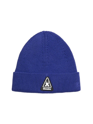 Gaastra, Blue Marine Ribbed Knit Beanie with Rubber Patch