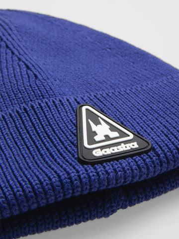 Gaastra, Blue Marine Ribbed Knit Beanie with Rubber Patch