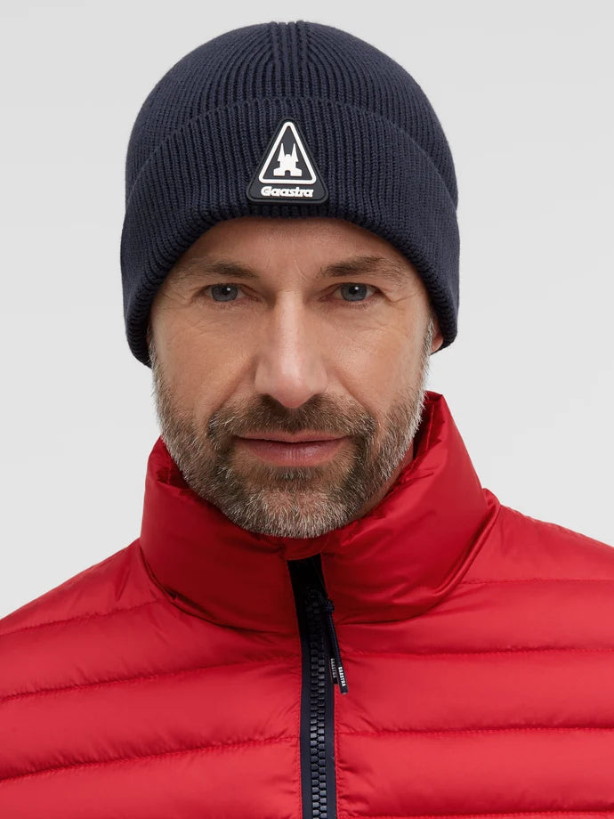 Gaastra, Navy  Ribbed Knit Beanie with Rubber Patch