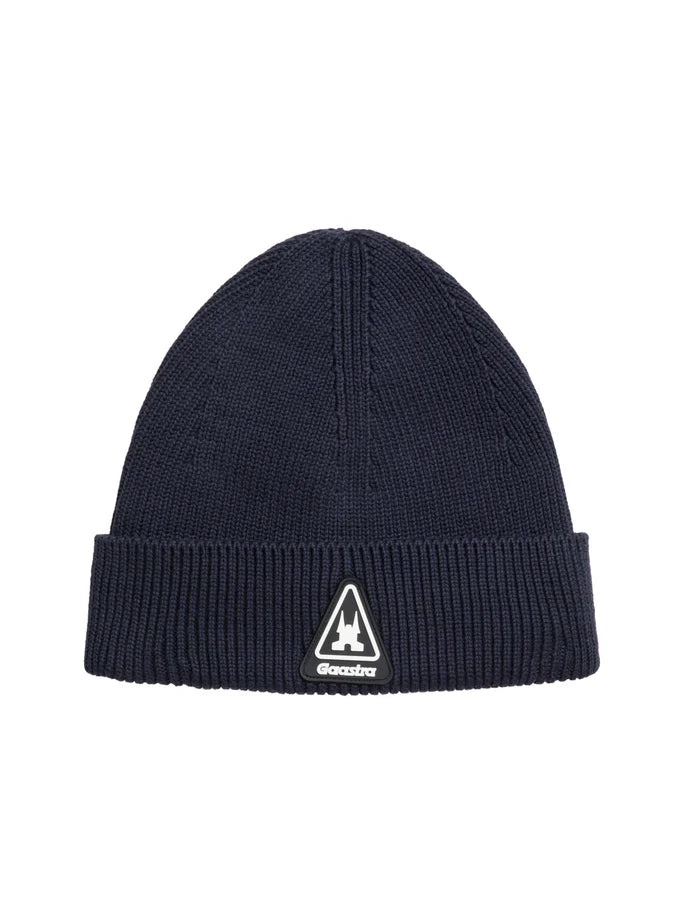 Gaastra, Navy  Ribbed Knit Beanie with Rubber Patch