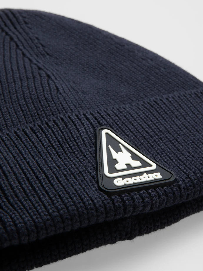 Gaastra, Navy  Ribbed Knit Beanie with Rubber Patch