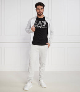EA7, Black Long-sleeved T-Shirt With White Emblem
