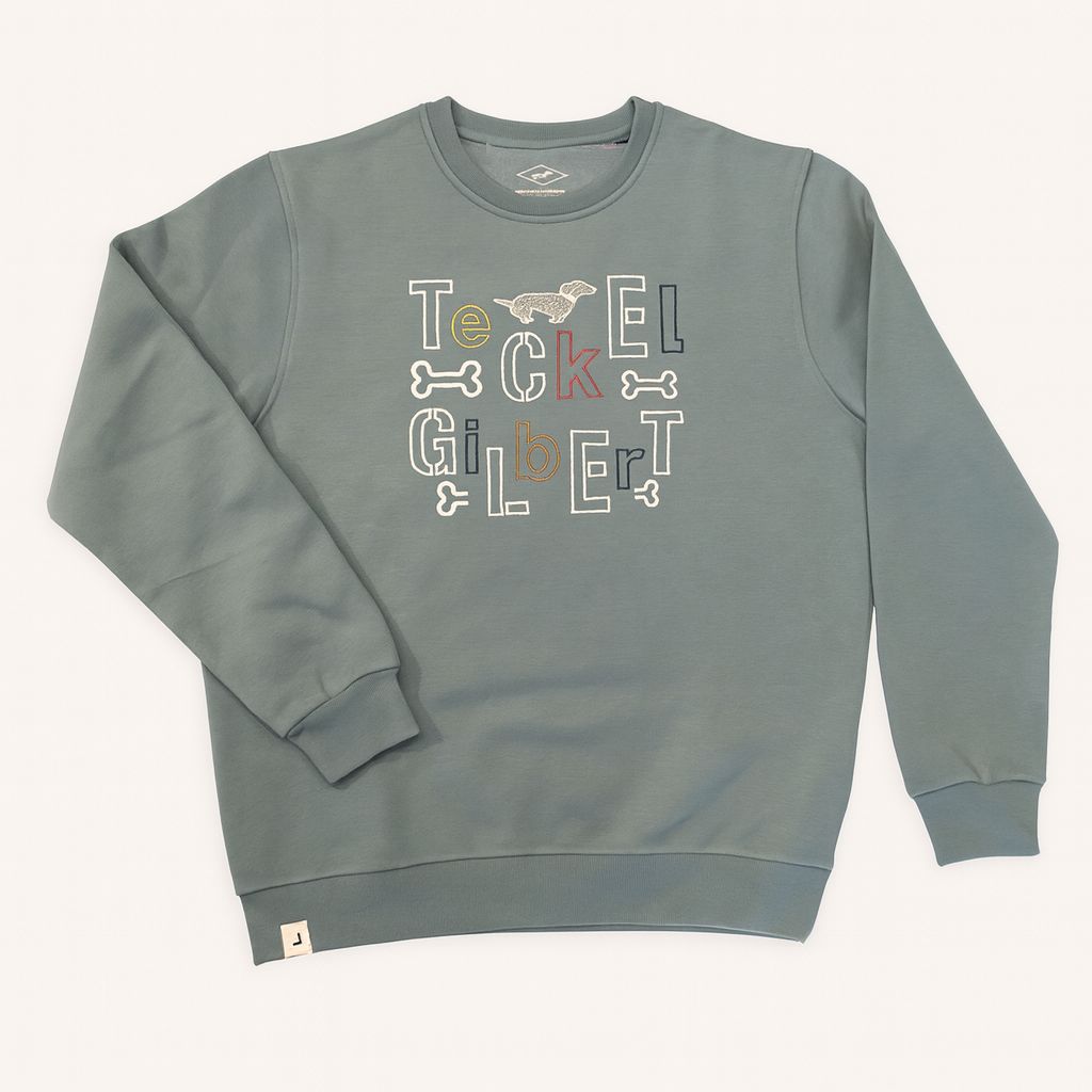Gilbert Teckel,Mint Green Sweatshirt With Colorful Emblem