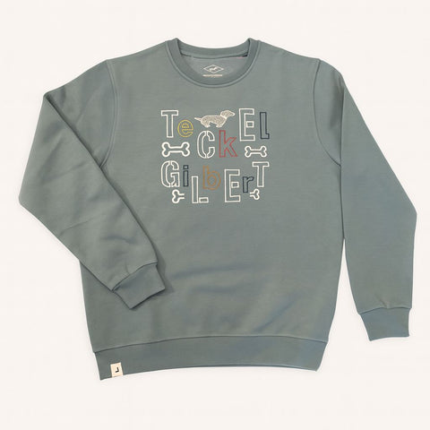 Gilbert Teckel,Mint Green Sweatshirt With Colorful Emblem