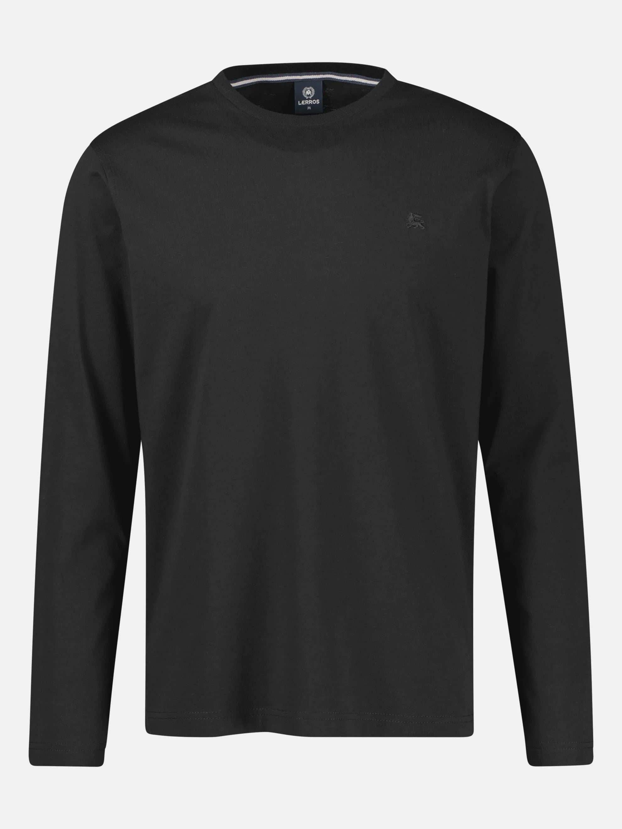 Lerros, Lightweight Cotton Black Shirt with Crew Neck