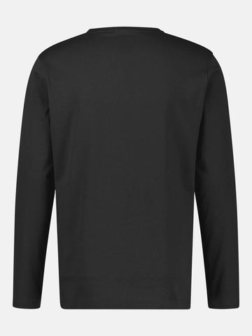 Lerros, Lightweight Cotton Black Shirt with Crew Neck