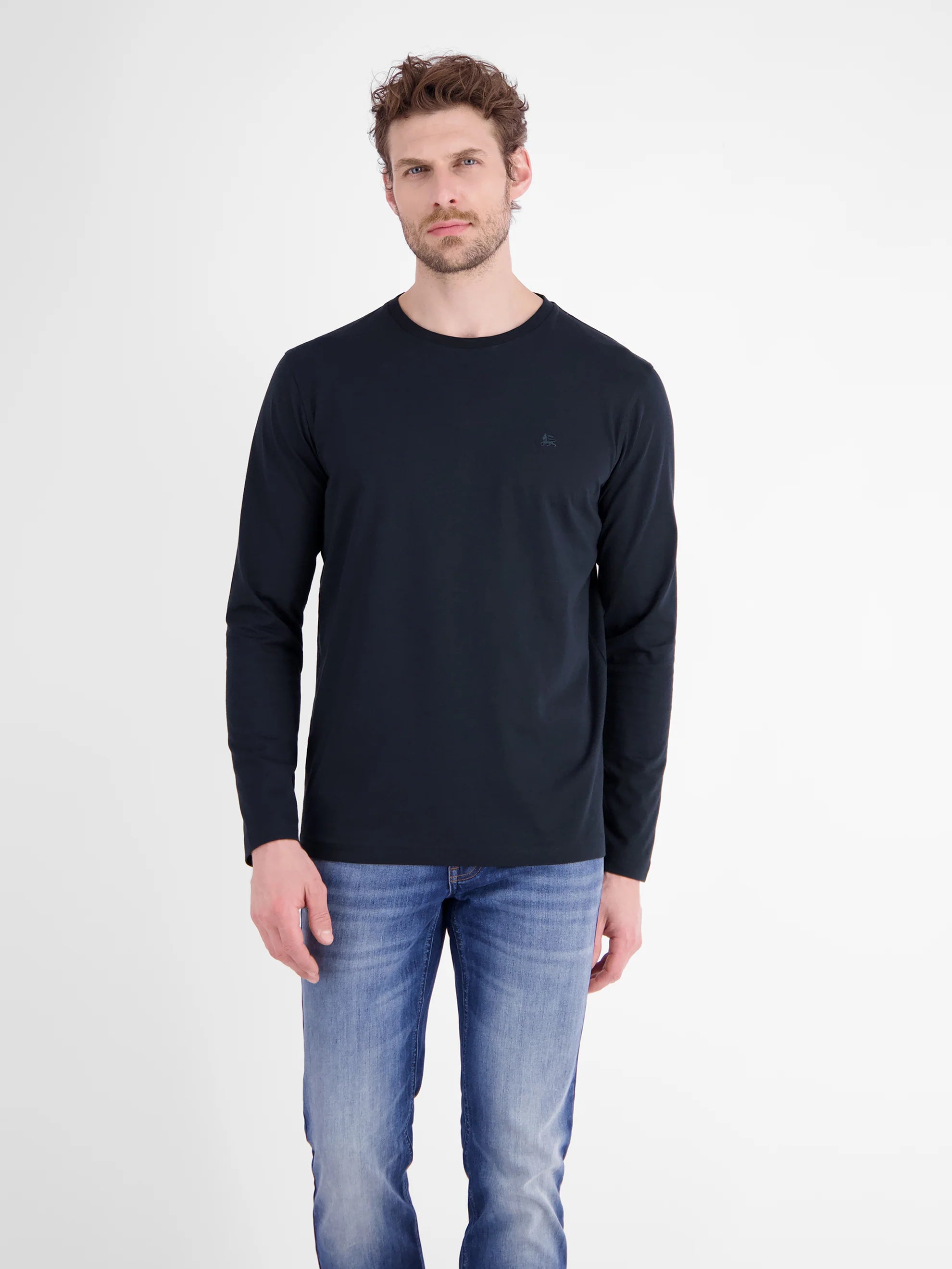 Lerros, Lightweight Cotton Navy Shirt with Crew Neck