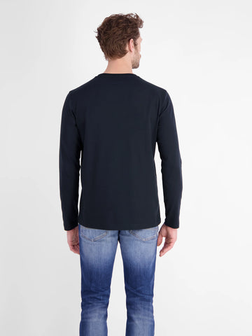 Lerros, Lightweight Cotton Navy Shirt with Crew Neck