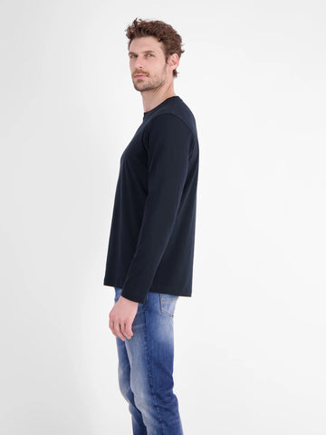 Lerros, Lightweight Cotton Navy Shirt with Crew Neck