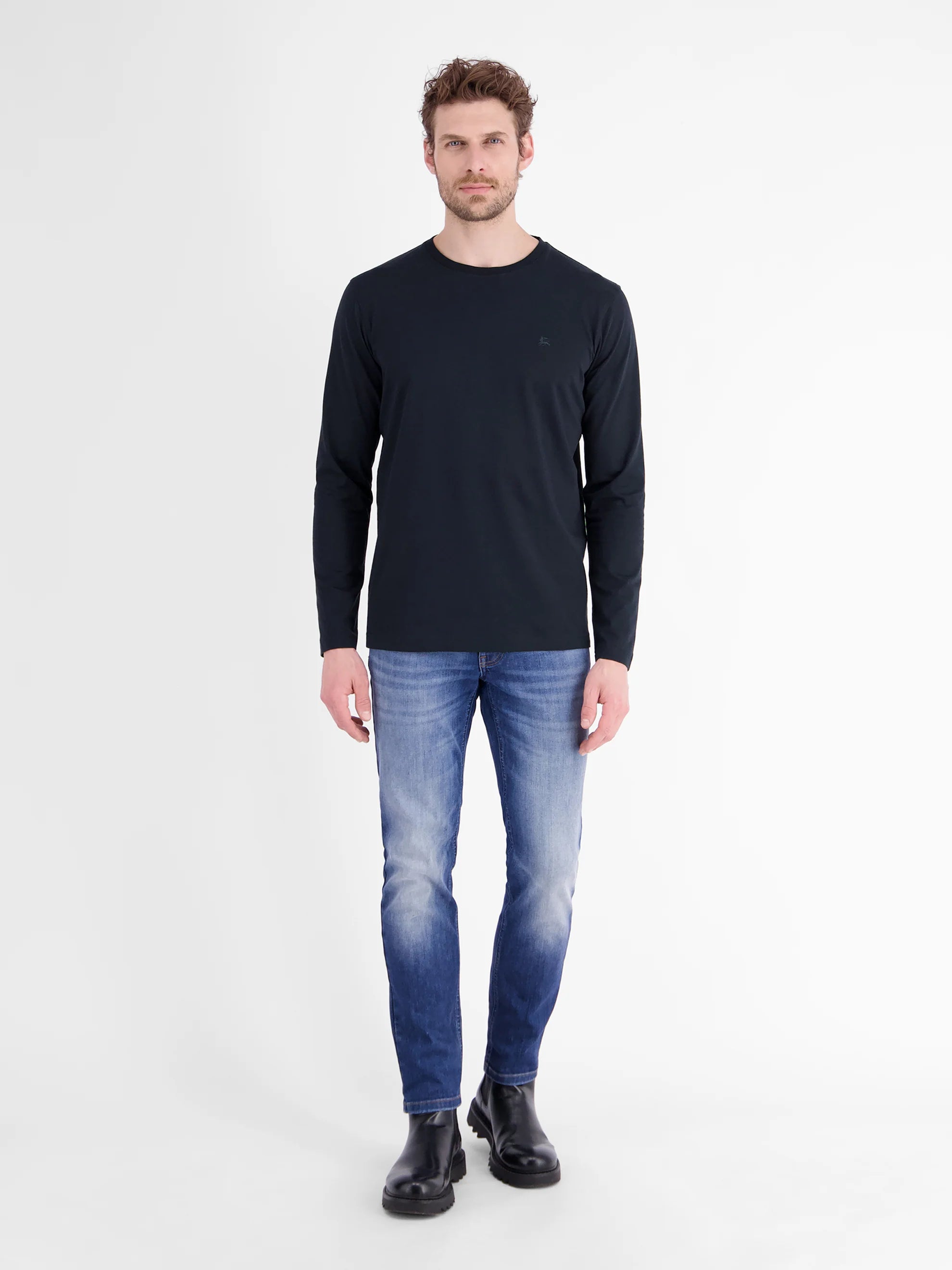 Lerros, Lightweight Cotton Navy Shirt with Crew Neck
