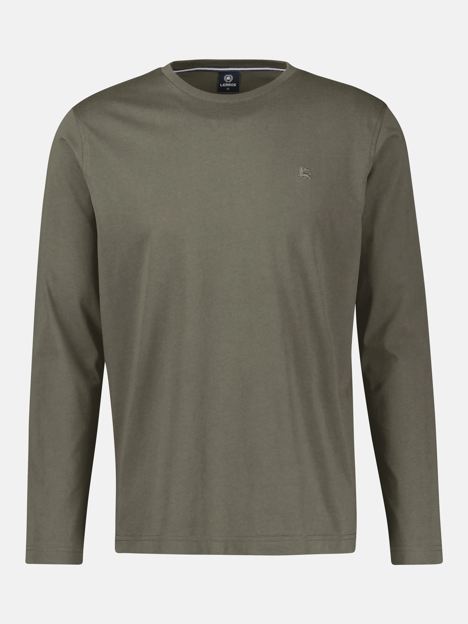 Lerros, Lightweight Cotton Olive Shirt with Crew Neck