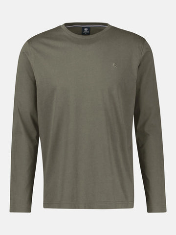 Lerros, Lightweight Cotton Olive Shirt with Crew Neck