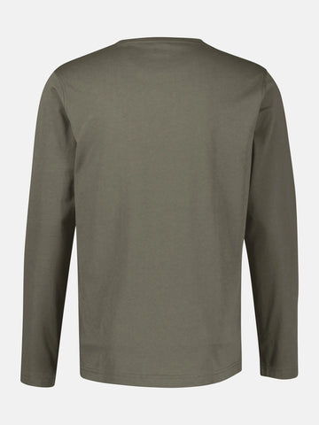 Lerros, Lightweight Cotton Olive Shirt with Crew Neck