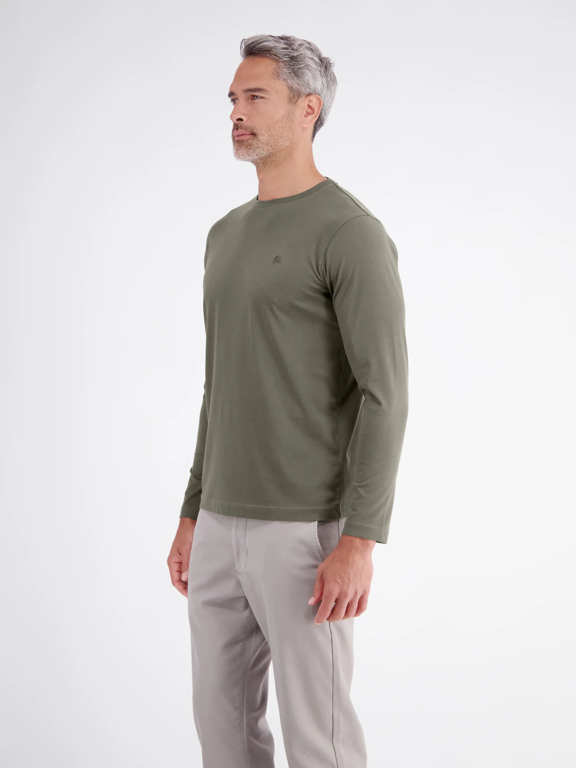 Lerros, Lightweight Cotton Olive Shirt with Crew Neck
