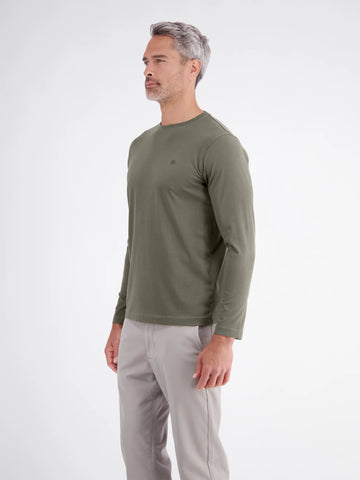 Lerros, Lightweight Cotton Olive Shirt with Crew Neck