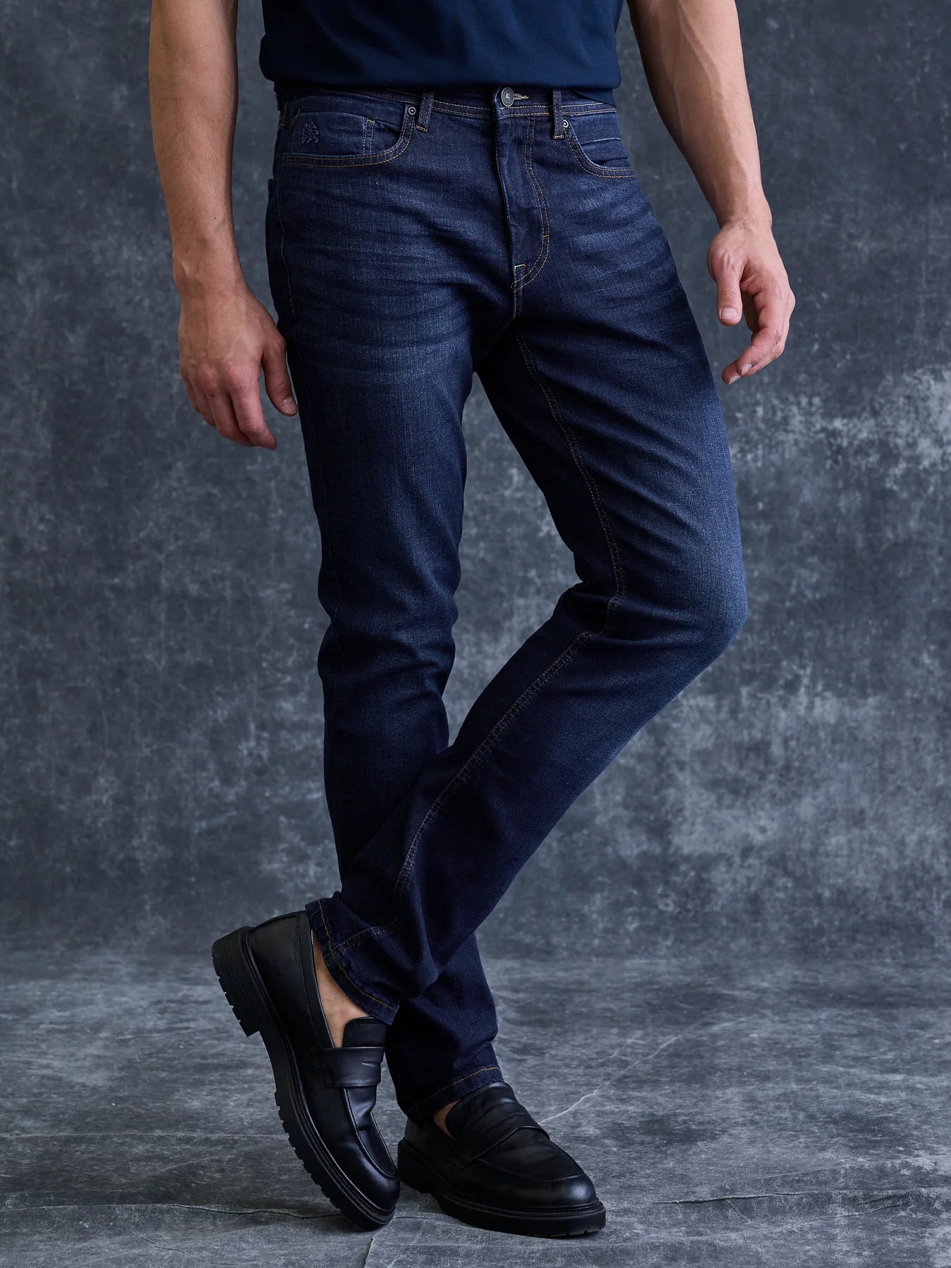 Lerros, Baxter 5-Pocket Denim In A Used Look, Relaxed Fit, Blue